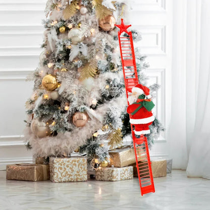 Santa Trepador con Escalera Roja – Adorno Navideño para Árbol 🎄