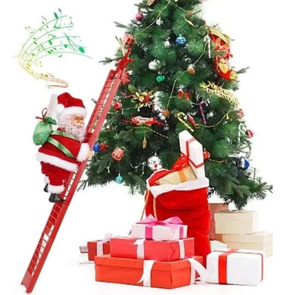 Santa Trepador con Escalera Roja – Adorno Navideño para Árbol 🎄