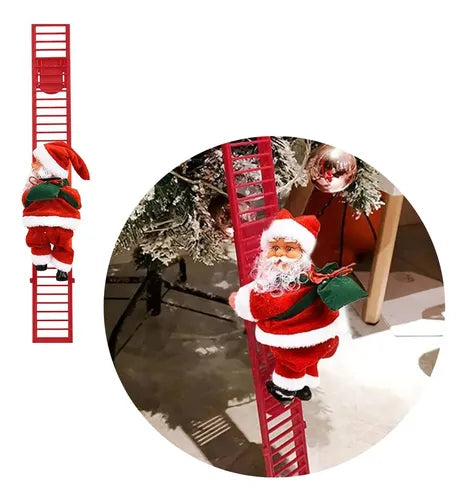 Santa Trepador con Escalera Roja – Adorno Navideño para Árbol 🎄