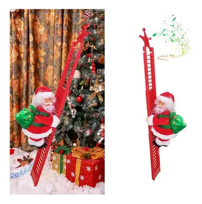 Santa Trepador con Escalera Roja – Adorno Navideño para Árbol 🎄